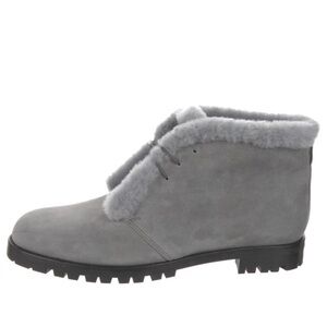 NIB Manolo Blahnik Blue Suede Shearling Ankle Boots 42 11 12